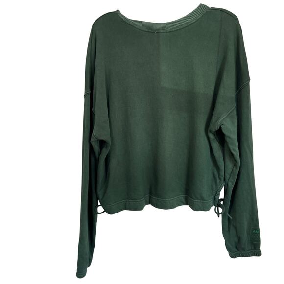 Aerie Running Late Green Graphic Sweatshirt Pullover Crew 100% Cotton Sz M - Picture 3 of 10